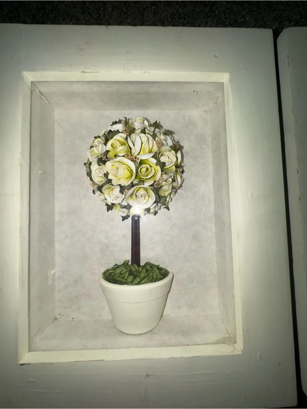 Framed Topiary Wall Art Set - Pink & Cream Floral Shadow Boxes